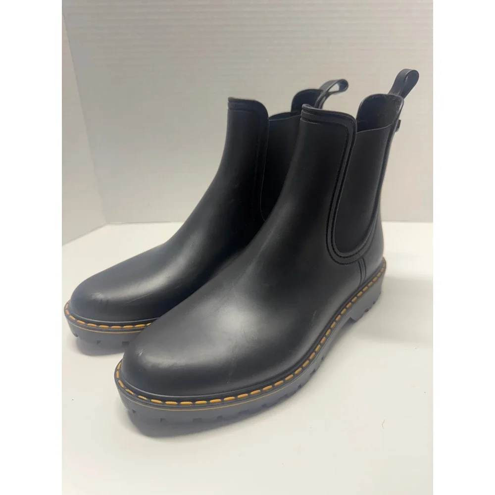 Igor Black Chelsea Rain Boots Waterproof Matte Ankle Lug‎ Sole Made in Spain 40